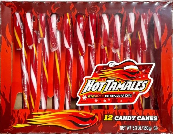 HOT TAMALES Fierce 'Cinnamom' Candy Canes Zuckerstangen 12 Stück = 150 gr